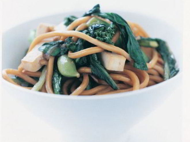 Рецепт хоккийской лапши с тофу и зеленью