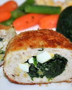 Куриные котлеты со шпинатом и яйцом