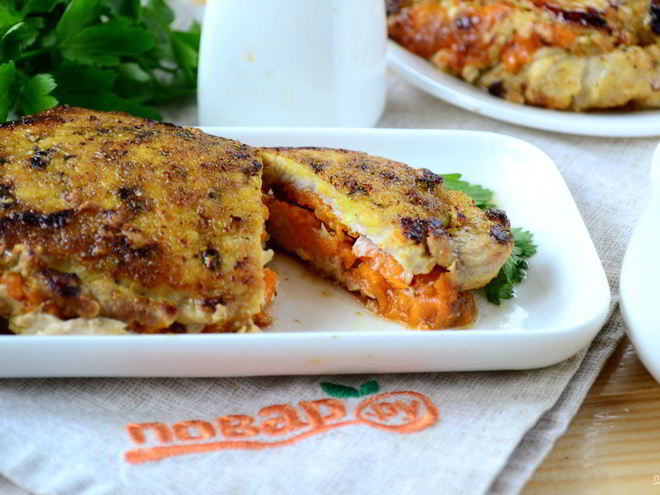 Рецепт свиных котлет с тыквенным паштетом