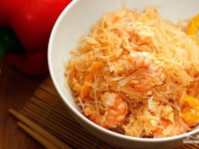 Рецепт лапши с креветками