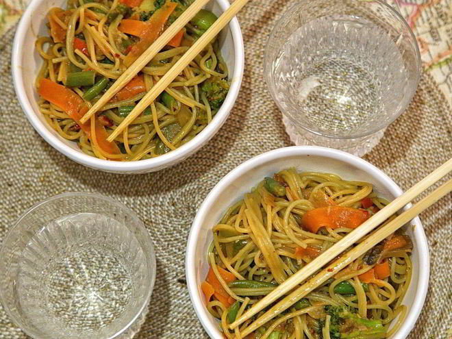 Рецепт лапши с овощами