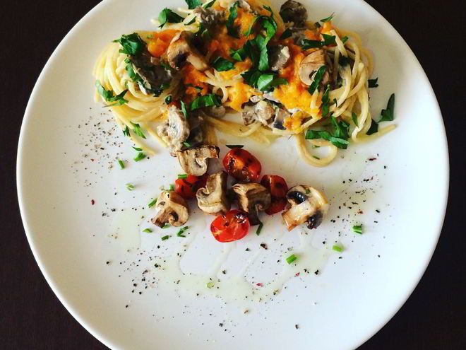 Рецепт лапши с тыквой и грибами