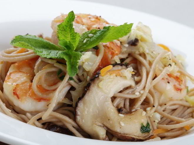 Рецепт лапши соба с креветками