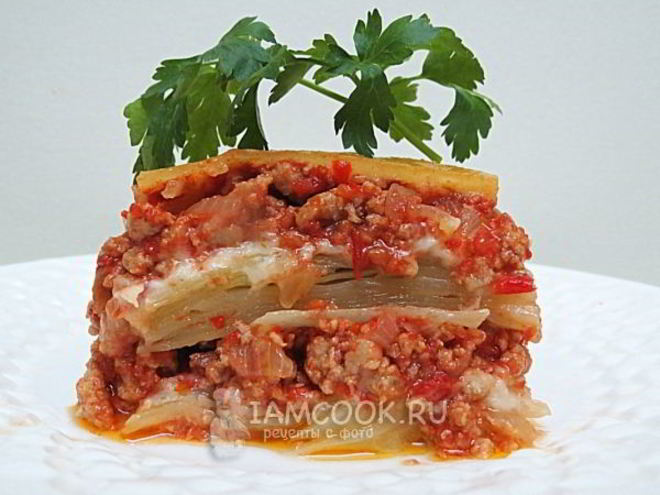 Рецепт капустной лазанья с фаршем