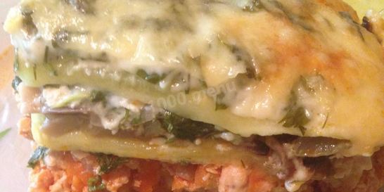 Лазанья из кабачков с грибами