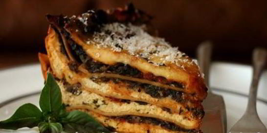 Лазанья с грибами и шпинатом