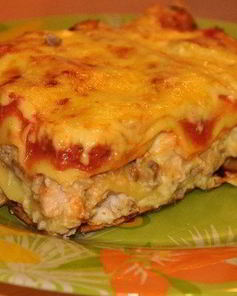Лазанья с курицей и шампиньонами