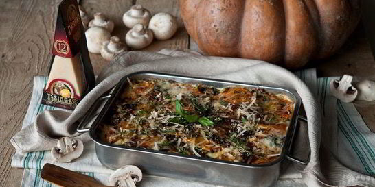Лазанья с тыквой и грибами