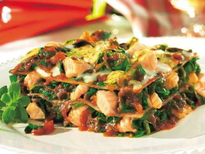 Рецепт лазаний со шпинатом и семгой