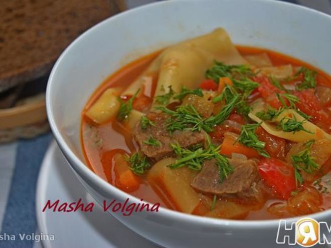 Рецепт лазаний-супа с говядиной и овощами