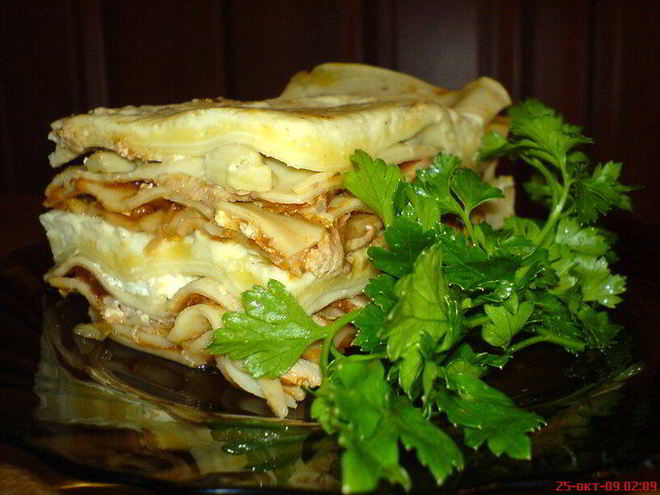 Рецепт моей лазанья с овощами, грибами и мясом