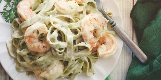 Итальянская паста с креветками в сливочном соусе
