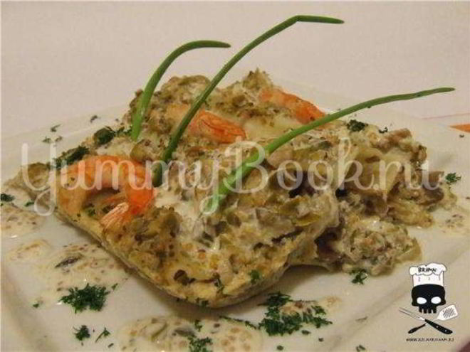 Рецепт каннеллонь с грибами и креветками под пикантным соусом