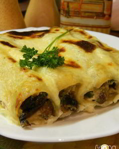 Каннеллони с грибами и творогом