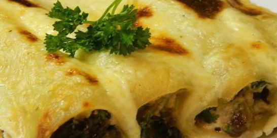 Каннеллони с грибами и творогом