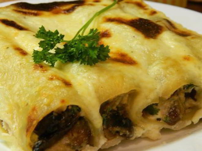 Рецепт каннеллонь с грибами и творогом