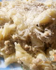 Макароны по-флотски со свининой и укропом