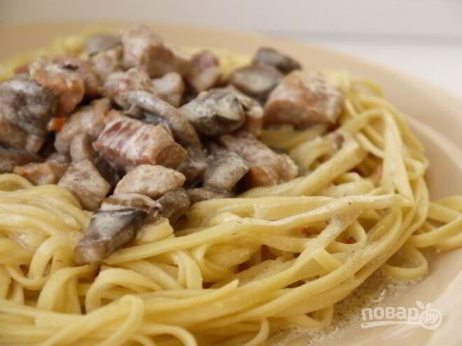 Рецепт пасты из свинины со сливками