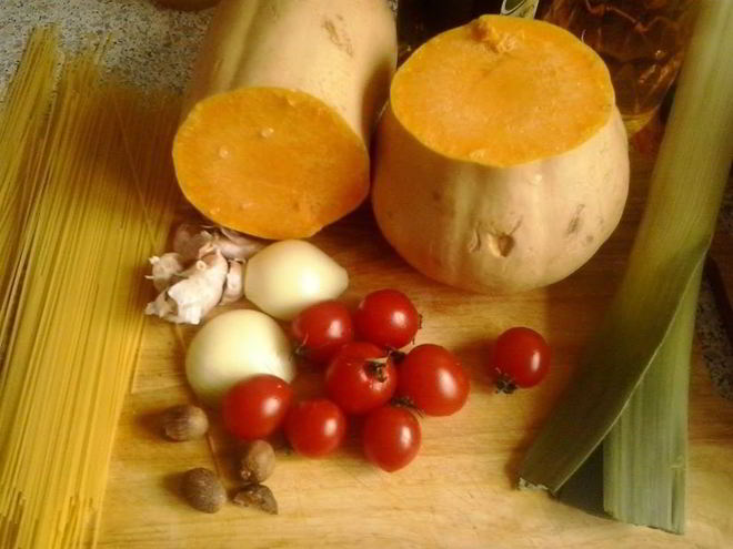 Рецепт пасты капеллини с тыквой и помидорами черри