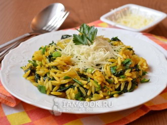 Рецепт пасты орзо со шпинатом