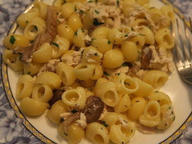 Рецепт пасты с грибами, цыпленком и сливочным соусом