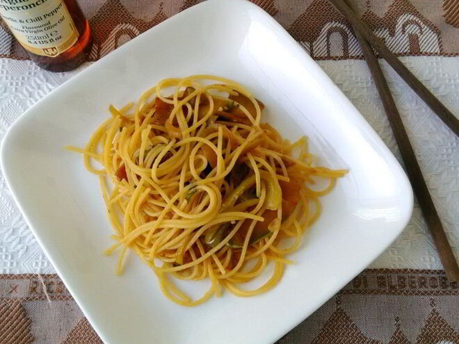 Рецепт пасты с цукини и болгарским перцем