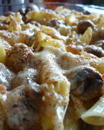 Пенне, запеченные в сливочно-грибном соусе