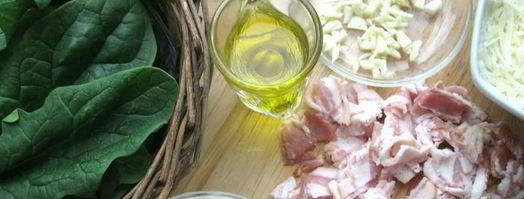 спагетти с базиликом, шпинатом и беконом. Шаг 2