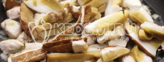 спагетти с грибами и курицей. Шаг 3