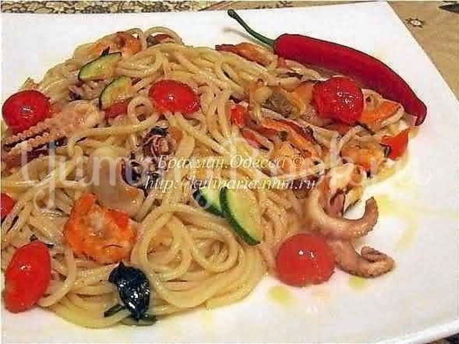 Рецепт спагетти с морепродуктами