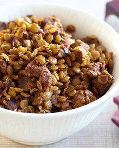 Баранина в маринаде с чечевицей