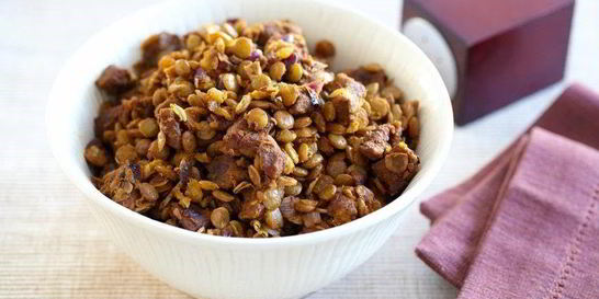 Баранина в маринаде с чечевицей