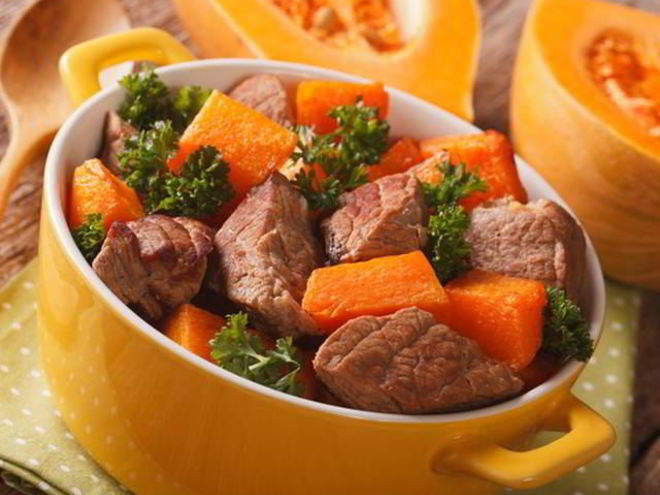 Рецепт говядины тушеной с тыквой