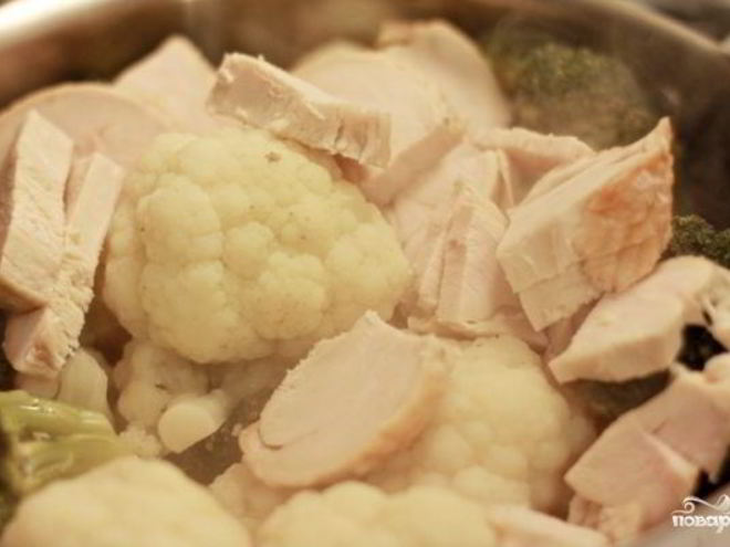 Рецепт индейки с брокколи и цветной капустой