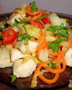 Куриное филе тушеное с пекинской капустой