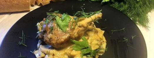 куриные ножки с грибами в сметанном соусе. Шаг 4