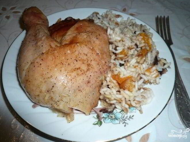 Рецепт курицы, фаршированной рисом и курагой