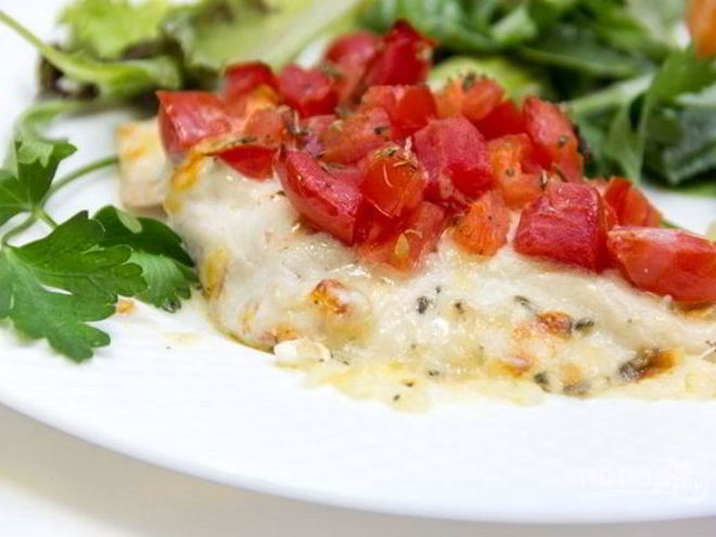Рецепт курицы с помидорами и сыром в духовке