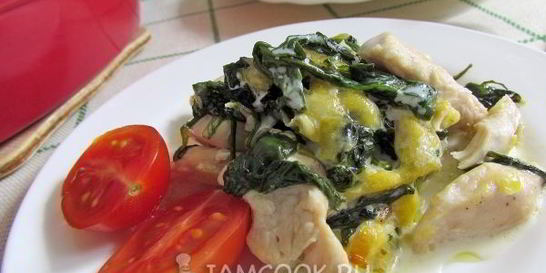 Курица со шпинатом