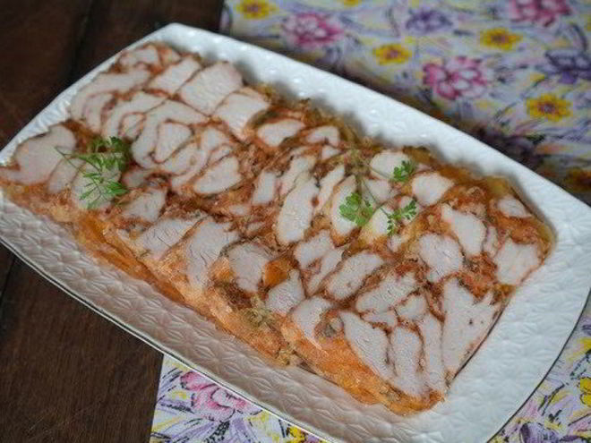 Рецепт мраморного куриного мяса на закуску