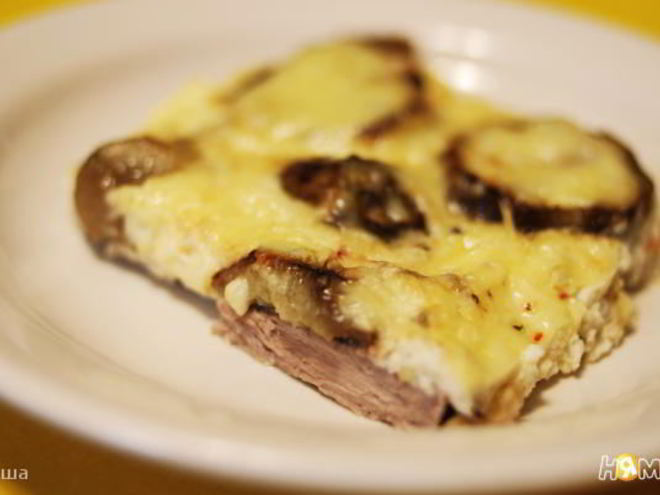 Рецепт свинины с баклажанами, запеченные в омлете