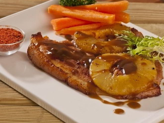 Рецепт телятины с ананасом и кисло-сладким соусом