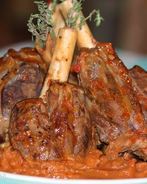 Томленые бараньи голяшки с овощным соусом