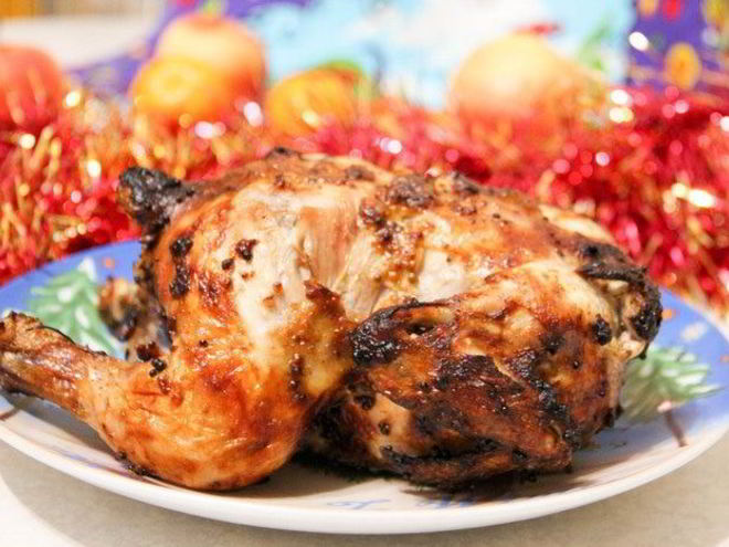 Рецепт цыпленка, фаршированного рисом и яблоками