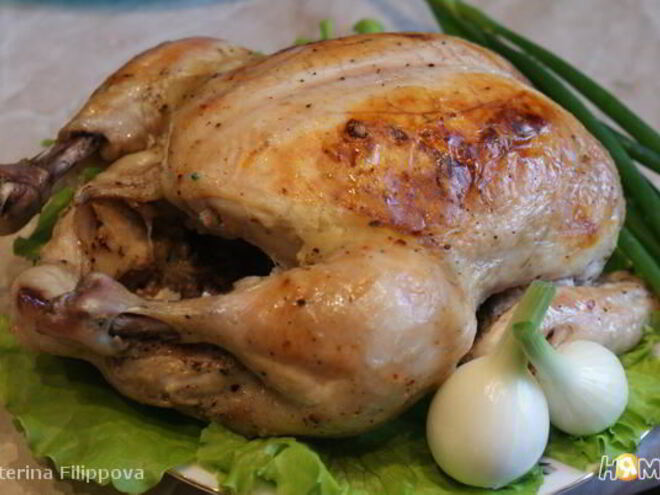 Рецепт цыпленка с печеным чесноком