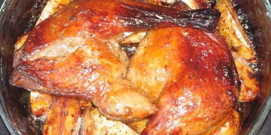 Утка в глазури с печеным картофелем