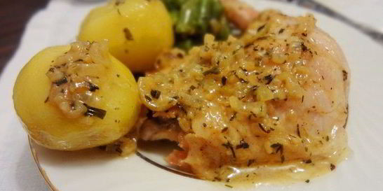 Запеченная курица с эстрагоновым соусом