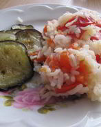 Баклажаны с красным паровым рисом