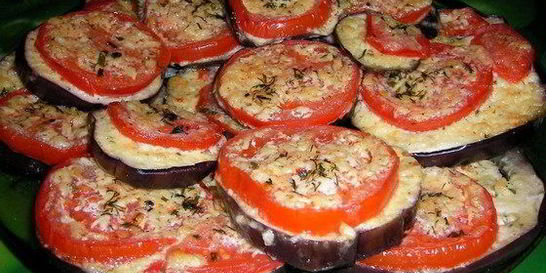 Баклажаны с помидорами в духовке