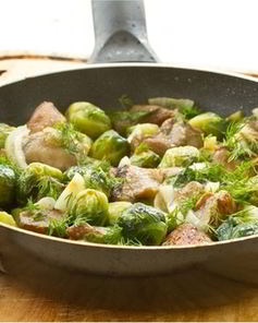 Брюссельская капуста с шампиньонами